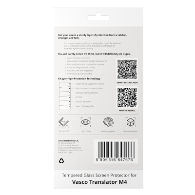 Grūdinto stiklo ekrano apsauga, skirta Vasco Translator M4